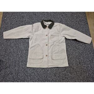 Vintage L.L. Bean Womens Chore Coat R658 Beige Barn Jacket Size L Made In USA